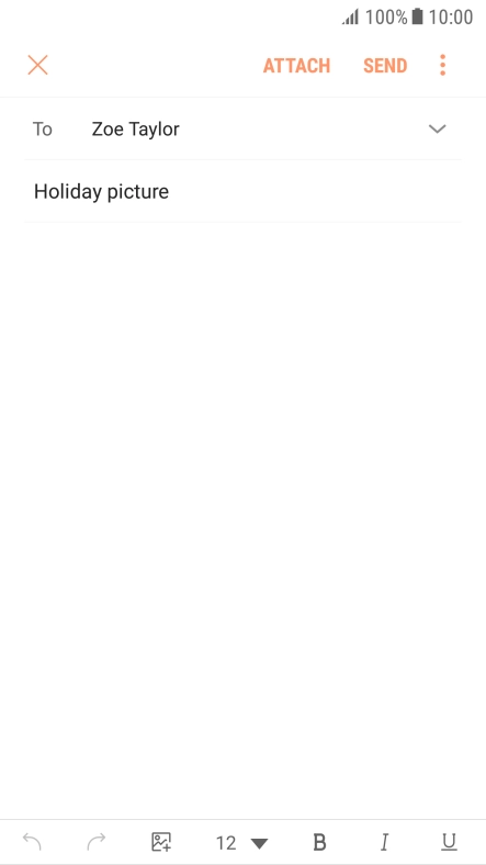 Press the text input field and write the text for your email message.
