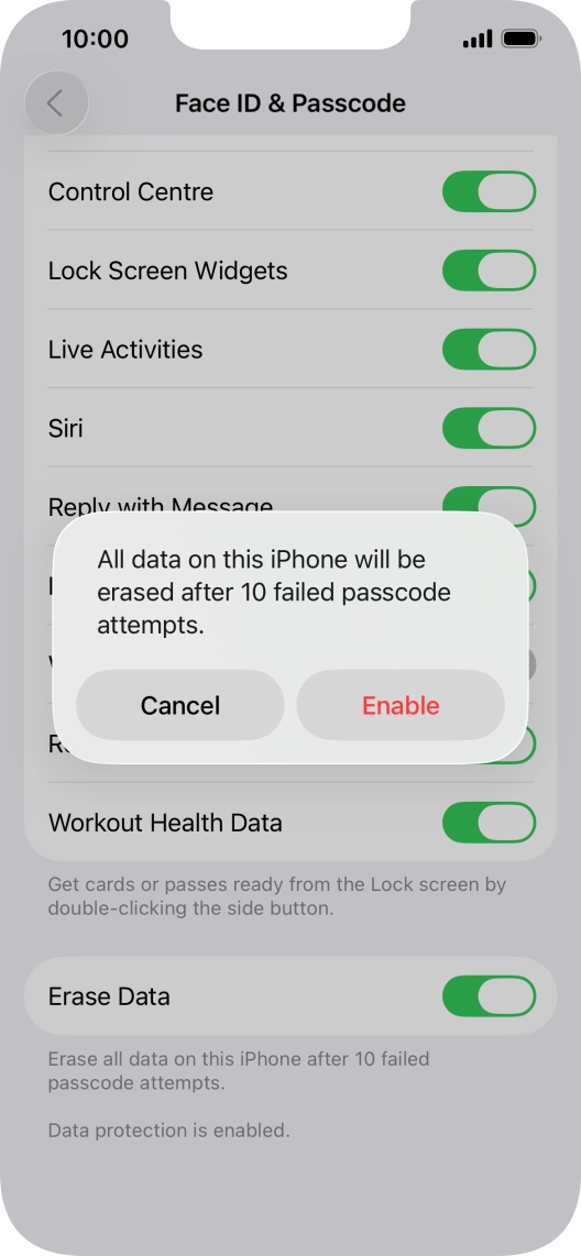 If you turn on the function, press Enable.