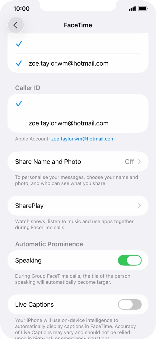 Press the required setting below 