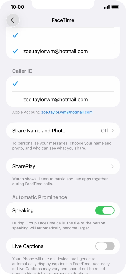 Press the required setting below 