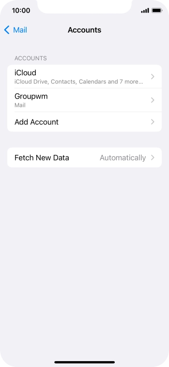 Press the name of the email account you've just set up.