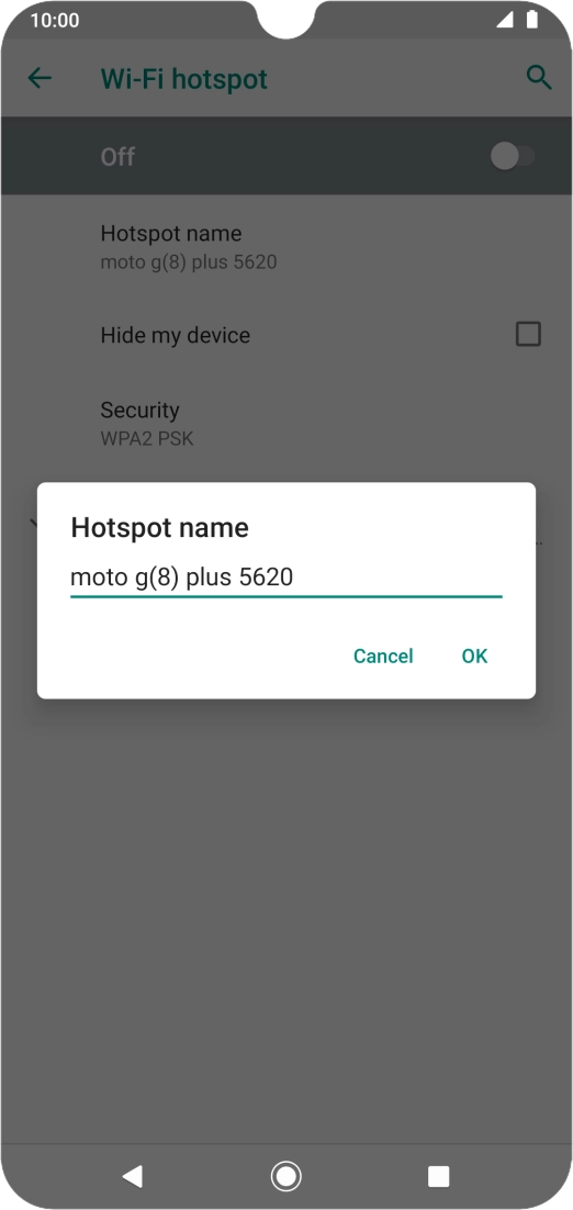 Key in the required Wi-Fi hotspot name and press OK.