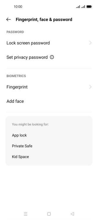 Press Lock screen password and key in the additional phone lock code you created earlier.
