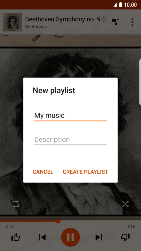 Key in a name for the playlist and press CREATE PLAYLIST.