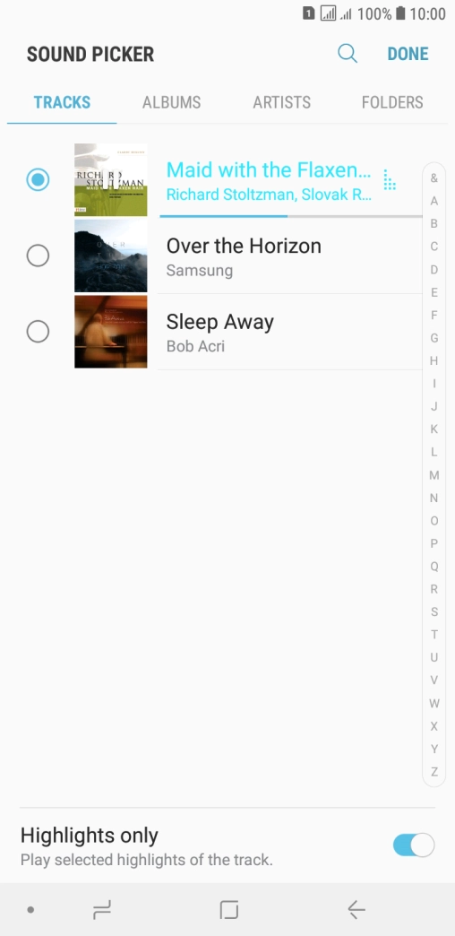 Once you've found a ring tone you like, press DONE.
