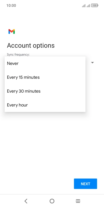 Press the required setting.