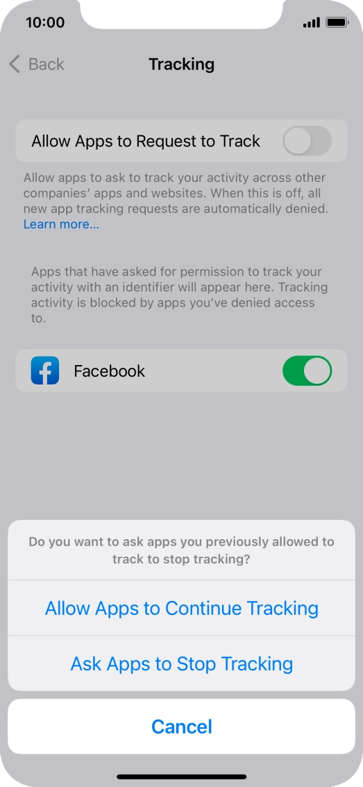 If you turn off the function, press the required setting.