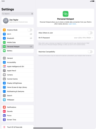 Press Wi-Fi Password and key in the required password.