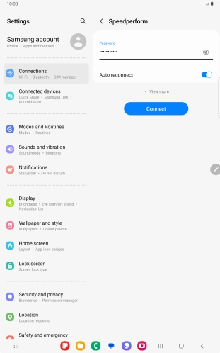Key in the password for the Wi-Fi network and press Connect.