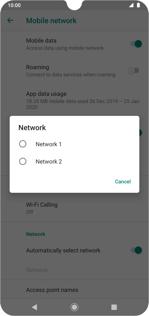 Press the required network.