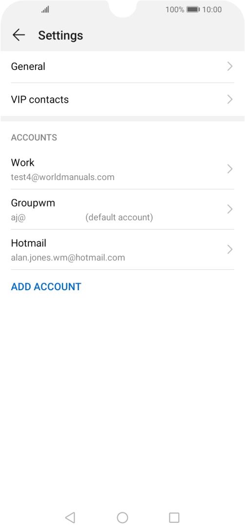 Press the required email account.