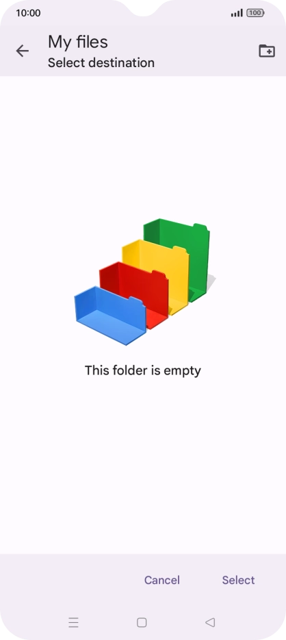 To create a new folder, press the new folder icon and follow the instructions on the screen to create a new folder.