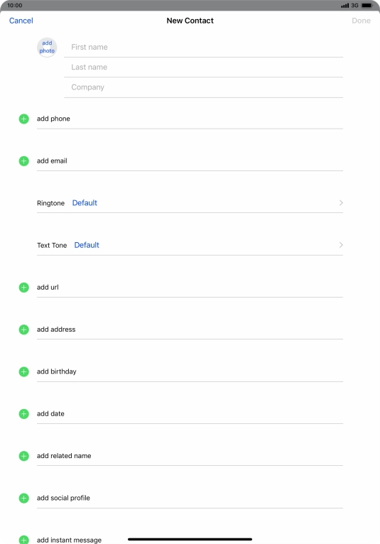 Press First name and key in the first name.