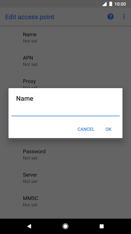 Key in EE Internet and press OK.