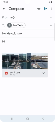 Press the send icon when you've finished your email.