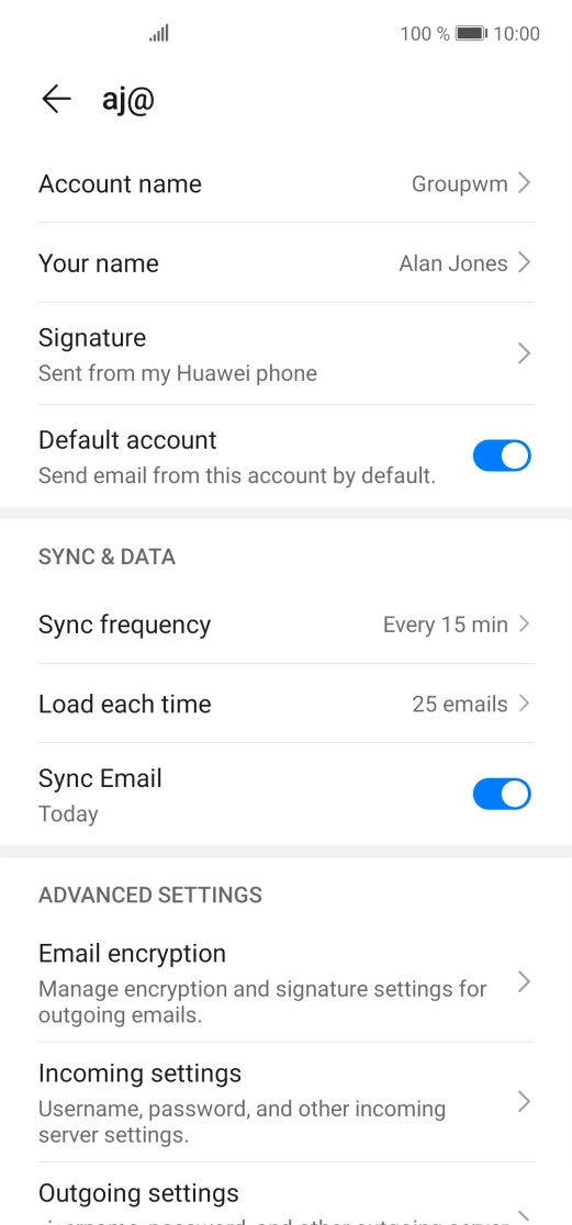 Press Account name and key in the required name.