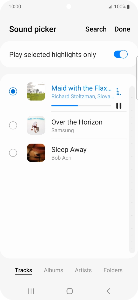 Once you've found a ring tone you like, press Done.