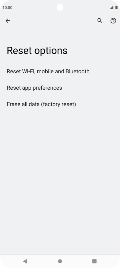 Press Erase all data (factory reset).