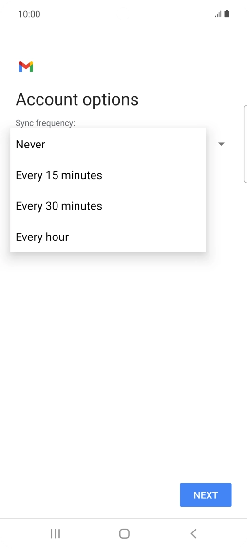 Press the required setting.