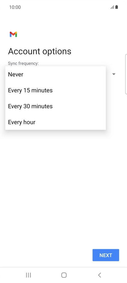 Press the required setting.