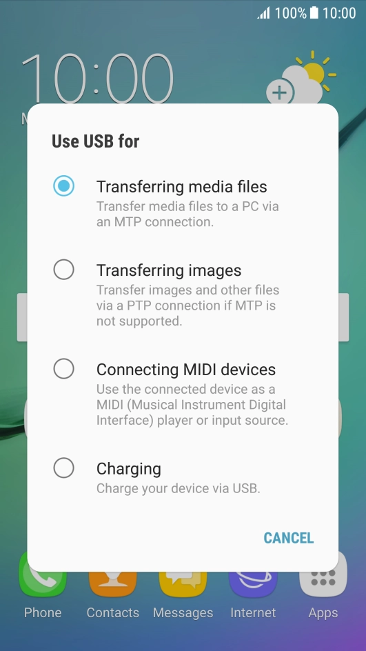 Press Transferring media files to turn on the function.