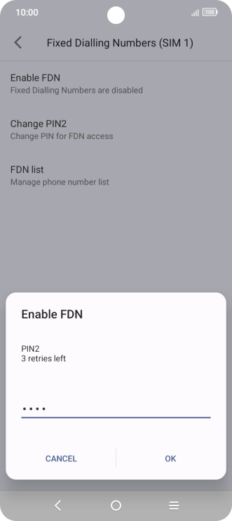 Key in your PIN2 and press OK. The default PIN2 is 0000.