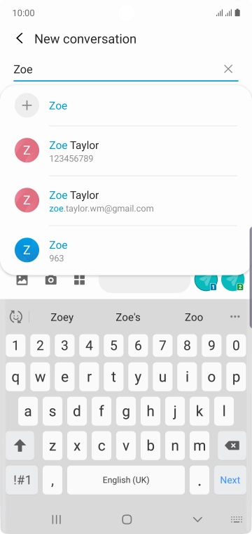 Press the required contact.