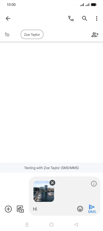 Press the send icon when you've finished your MMS.