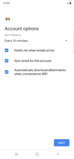 If this screen is displayed, you email account has been recognised and set up automatically. Follow the instructions on the screen to key in more information and finish setting up your phone.