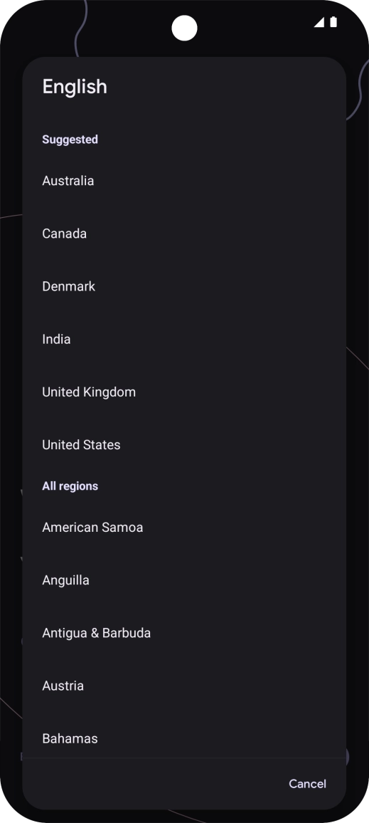 Press the required country or area.