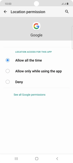 Press the required setting.