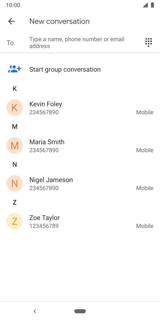 Press To and key in the first letters of the recipient's name.