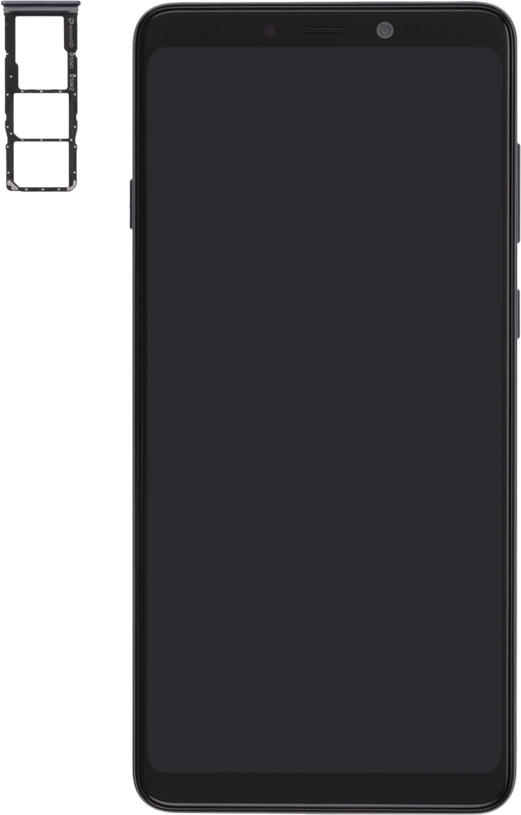 Turn your SIM so the angled corner of the SIM matches the angled corner of the first SIM holder and place your SIM in of the first the SIM holder.