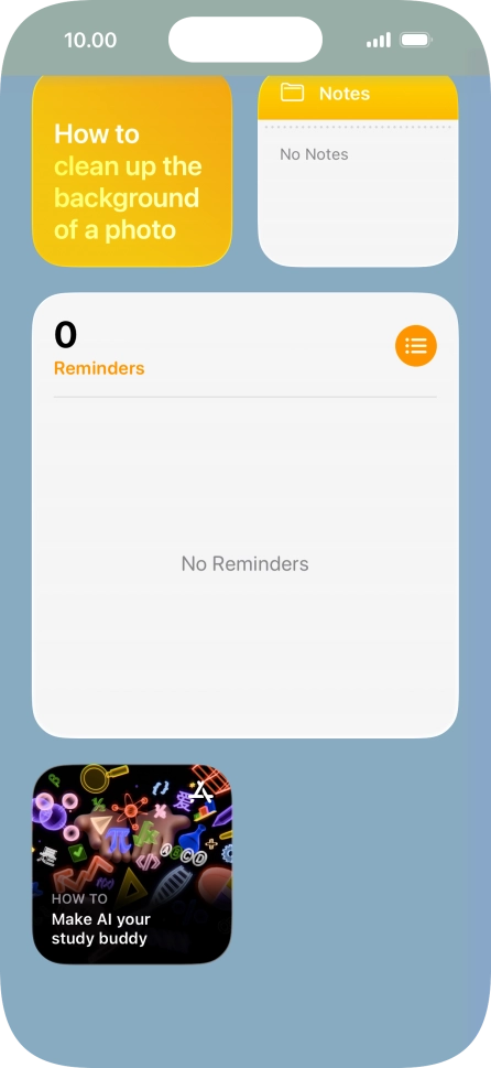 Press and hold the required widget until a pop-up menu is displayed.