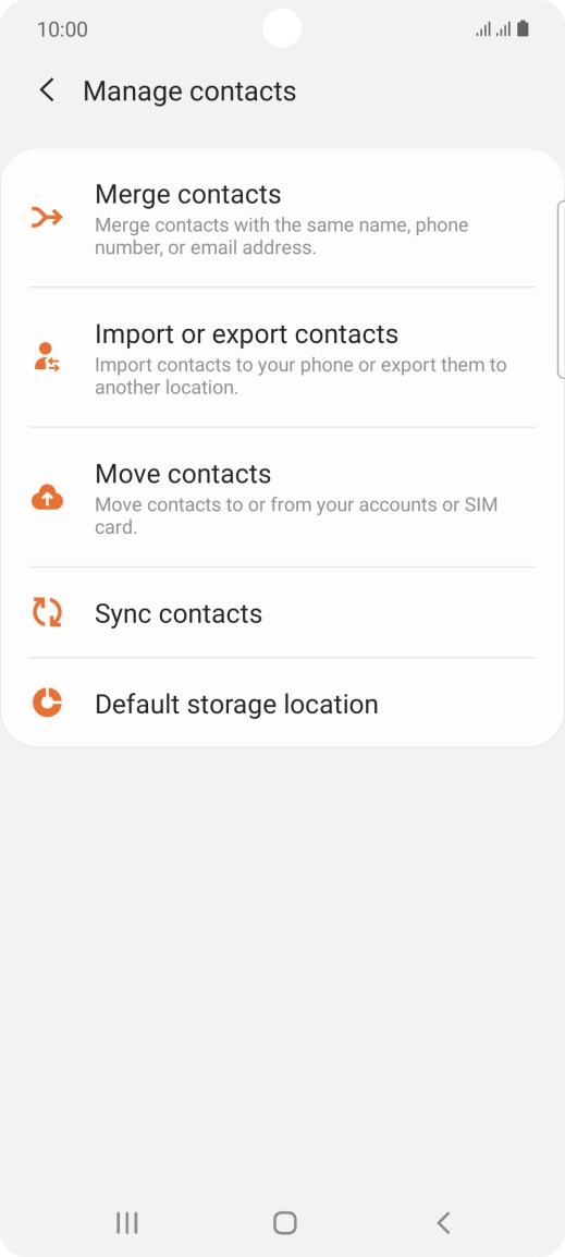 Press Import or export contacts.