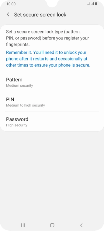 Press the required phone lock code and follow the instructions on the screen to create an additional phone lock code.