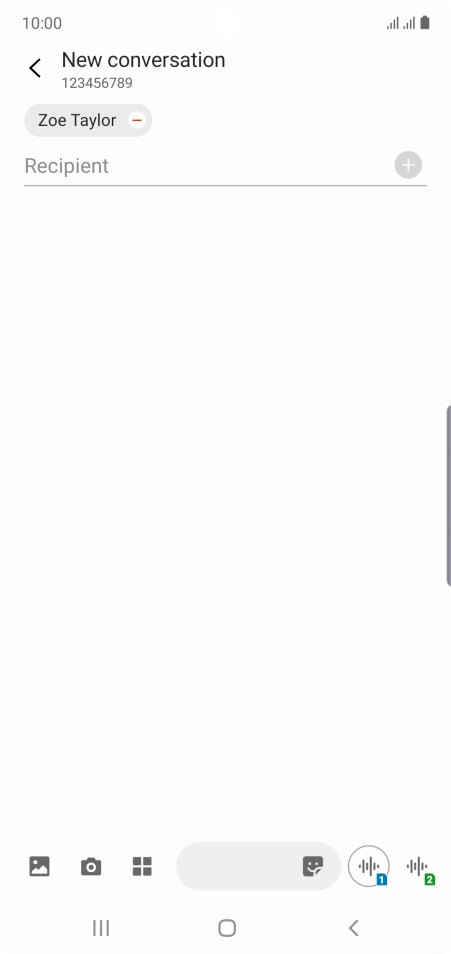 Press the text input field and write the text for your SMS.