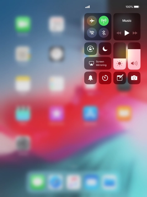 Press the required function to open an application or turn the function on or off.
