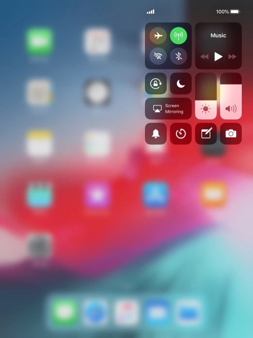 Press the required function to open an application or turn the function on or off.