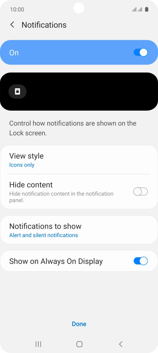 Press the required settings.