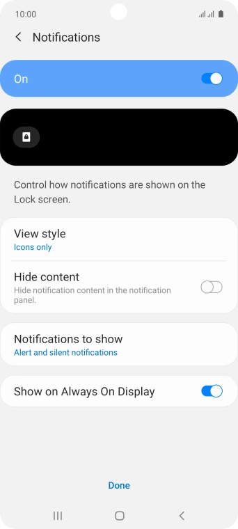 Press the required settings.