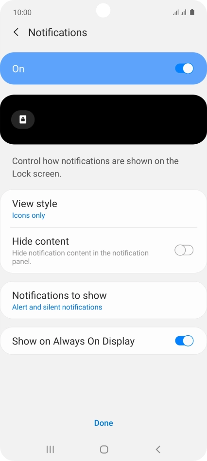 Press the required settings.
