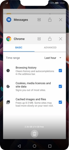 To end one running application, slide your finger right on the required application.
