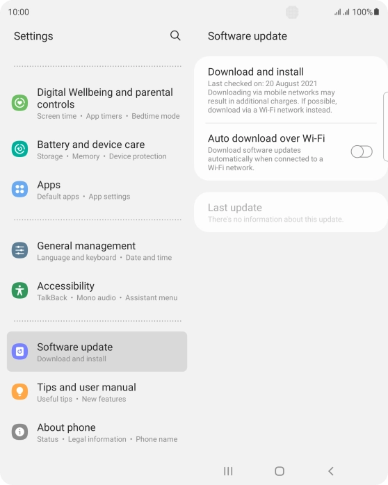 Press Download and install. If a new software version is available, it's displayed. Follow the instructions on the screen to update the phone software.