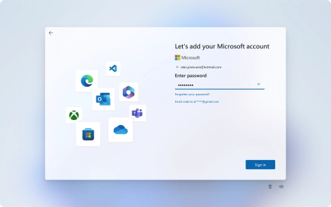 Key in the password for your Microsoft account and click Sign in.