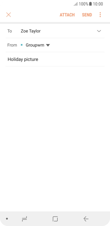 Press the text input field and write the text for your email message.
