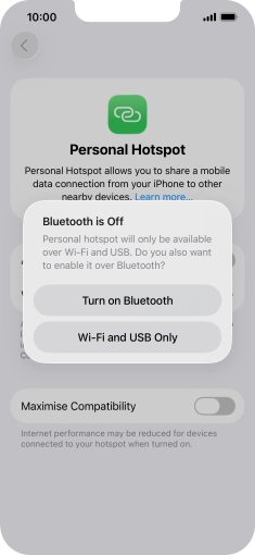 If Wi-Fi is turned on, press Wi-Fi and USB Only.