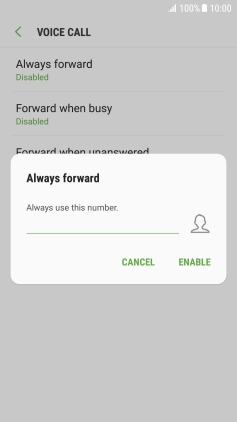 Key in +447953222222 and press ENABLE.