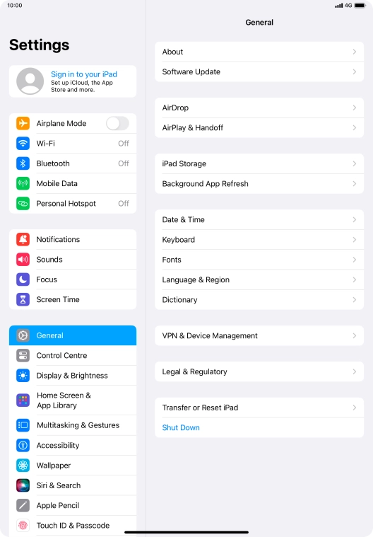 Press Sign in to your iPad.