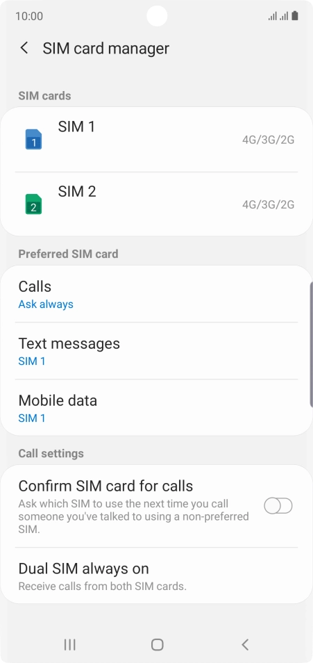 Press the required SIM.
